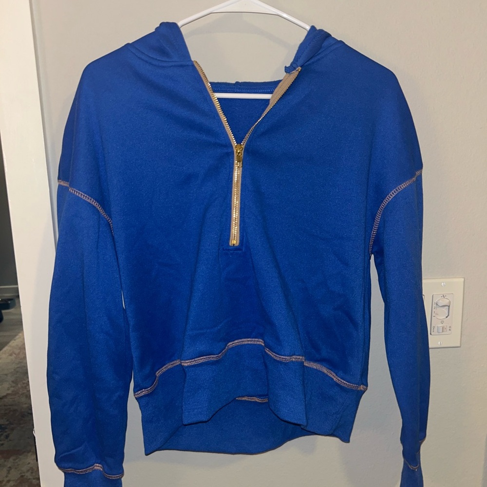 SHEIN Blue Hoodie with gold zipper